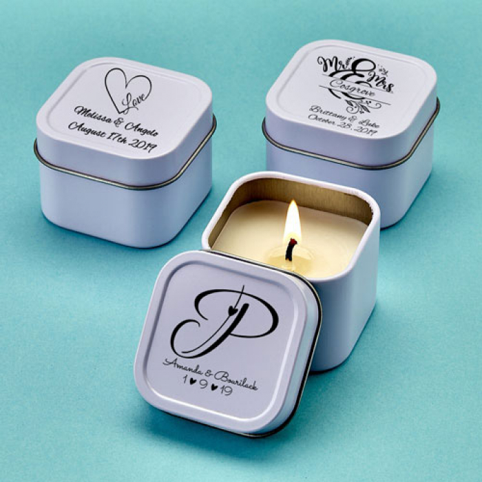 Personalized White scented travel Candle Tin | Print Canada Store